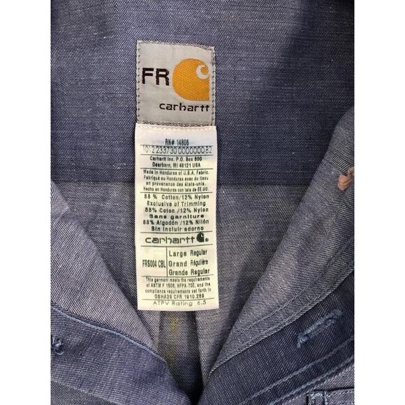 Vintage Carhartt Workwear Shirt Denim Button Down Mens Large Long Sleeve Solid - Picture 13 of 16